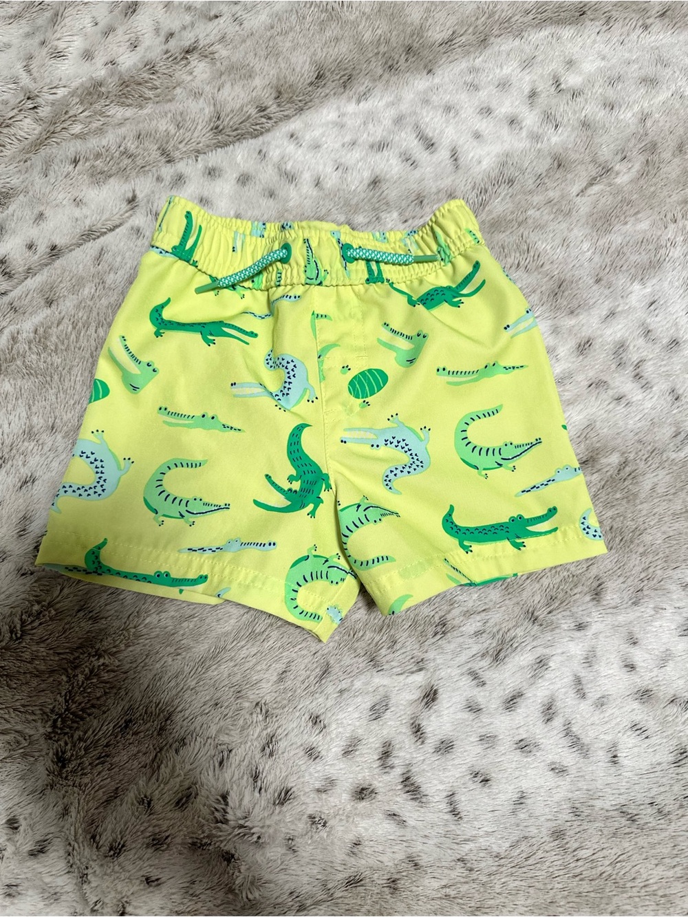 wonder nation Yellow-Green Crocodile Print Swim Shorts